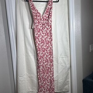 Free People Red and White Floral Midi Dress oh la la NWT